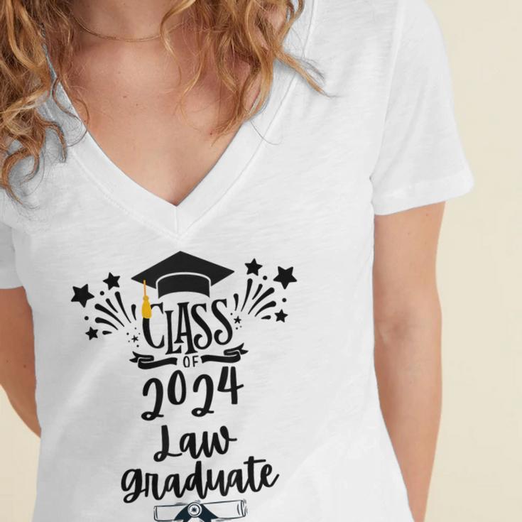 Class Of 2024 Law Graduation 2024 JD Degree Law Graduate Women's Jersey Short Sleeve Deep V-Neck Tshirt