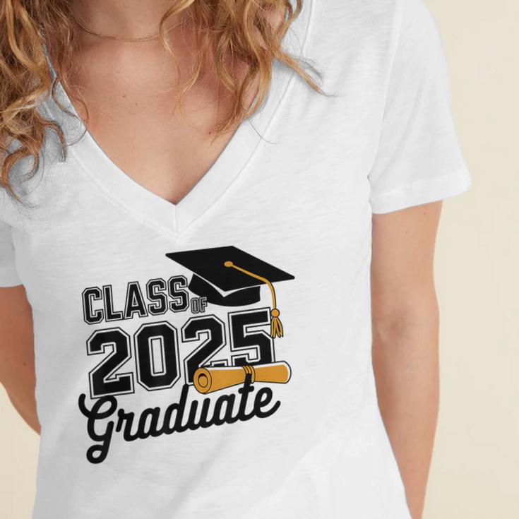 Class Of 2025 Graduate 2025 Graduation Senior 2025 Women's Jersey Short Sleeve Deep V-Neck Tshirt
