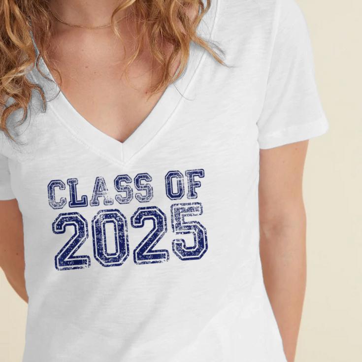 Class Of 2025 Grow With Me Future Graduation Year Women's Jersey Short Sleeve Deep V-Neck Tshirt
