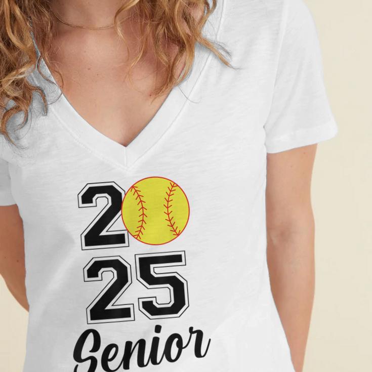 Class Of 2025 Softball Senior Graduation Graduate Women Women's Jersey Short Sleeve Deep V-Neck Tshirt