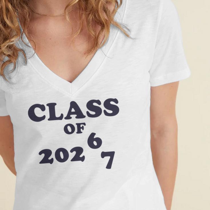 Class Of 2026 Graduation So Done Grade Middle High School Women's Jersey Short Sleeve Deep V-Neck Tshirt