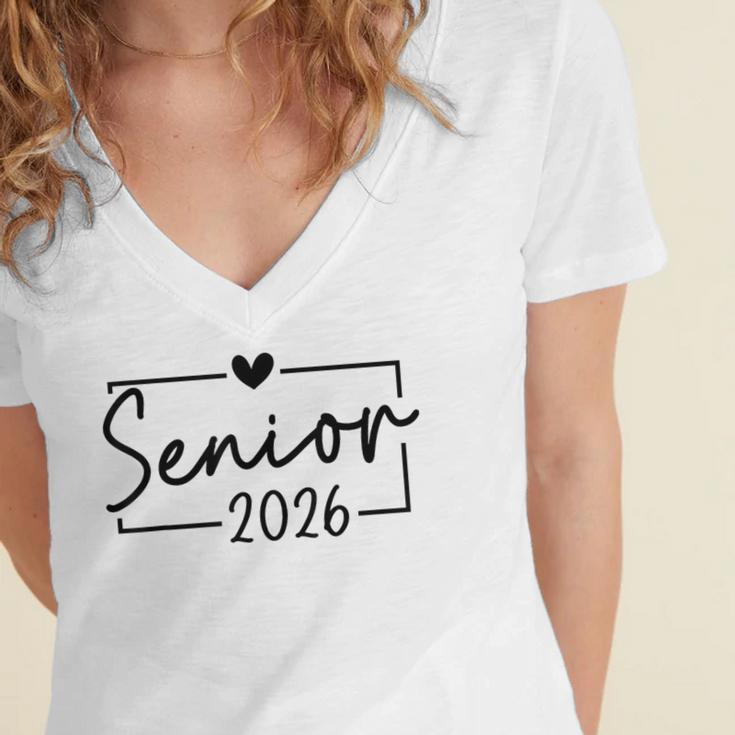 Class Of 2026 Senior 2026 Back To School Graduation 2026 Women's Jersey Short Sleeve Deep V-Neck Tshirt