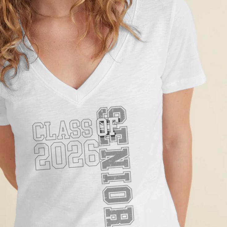 Class Of 2026 Senior 2026 Graduation 2026 Student Kids Women's Jersey Short Sleeve Deep V-Neck Tshirt