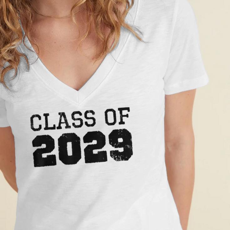 Class Of 2029 Future Graduation Vintage T-Shirt Women's Jersey Short Sleeve Deep V-Neck Tshirt