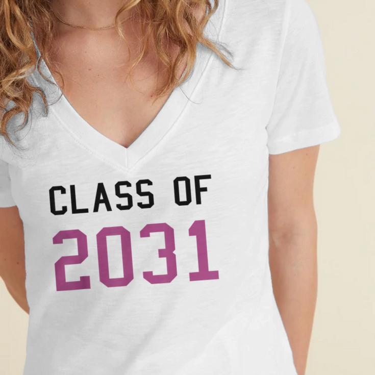 Class Of 2031 Graduation T-Shirt Women's Jersey Short Sleeve Deep V-Neck Tshirt