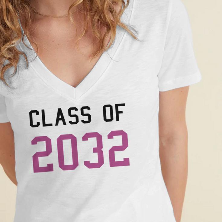 Class Of 2032 Graduation T-Shirts Women's Jersey Short Sleeve Deep V-Neck Tshirt