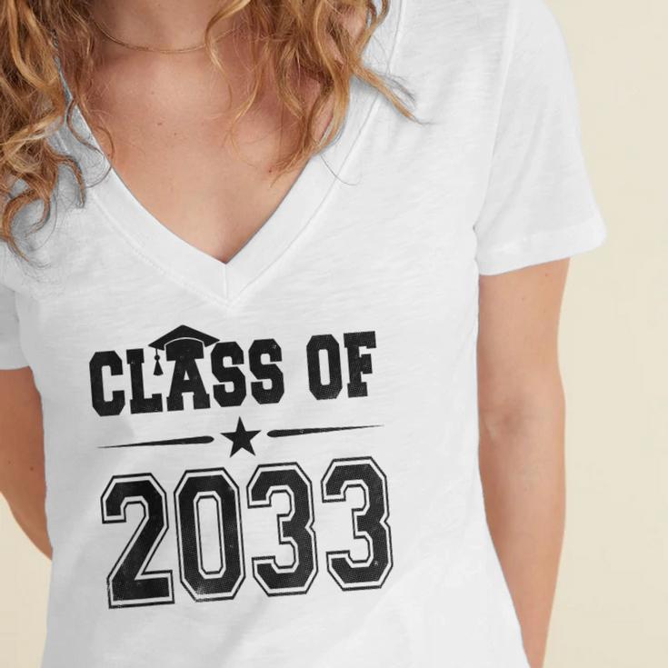 Class Of 2033 Shirt Graduation Women's Jersey Short Sleeve Deep V-Neck Tshirt