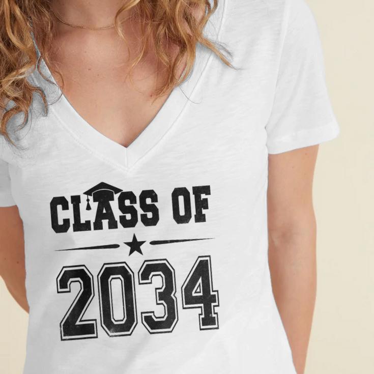 Class Of 2034 Shirt Graduation Women's Jersey Short Sleeve Deep V-Neck Tshirt