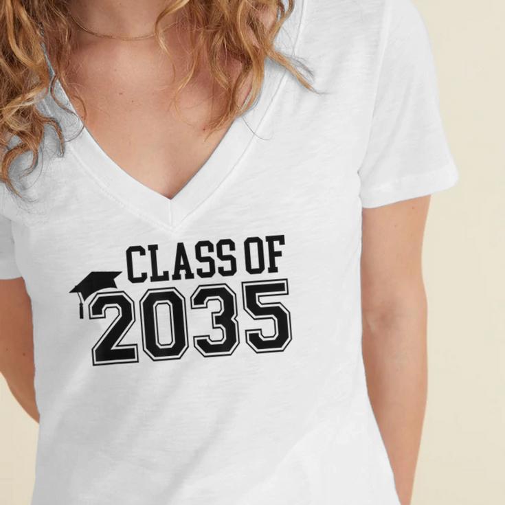 Class Of 2035 First Day Of School Graduation Women's Jersey Short Sleeve Deep V-Neck Tshirt
