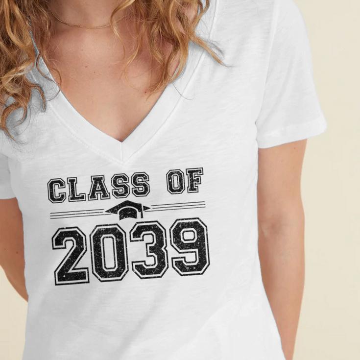 Class Of 2039 Grow With Me First Day Of School Graduation Women's Jersey Short Sleeve Deep V-Neck Tshirt