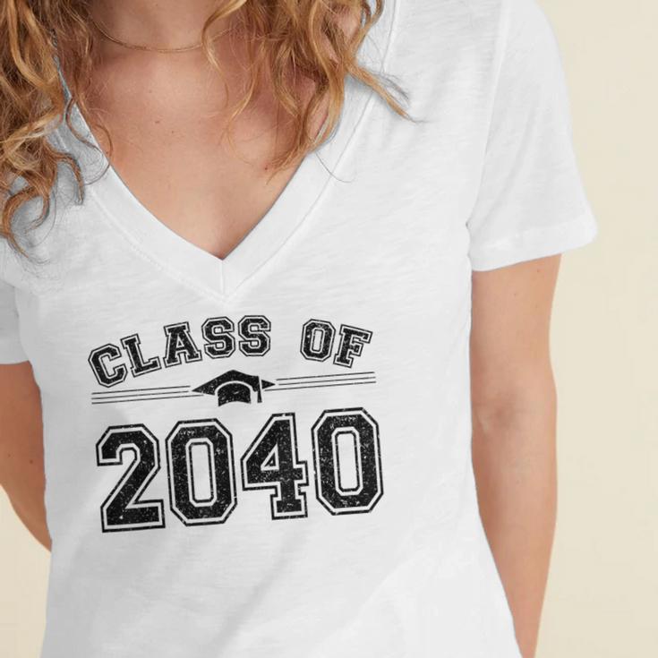 Class Of 2040 Grow With Me Graduation First Day Of School Women's Jersey Short Sleeve Deep V-Neck Tshirt