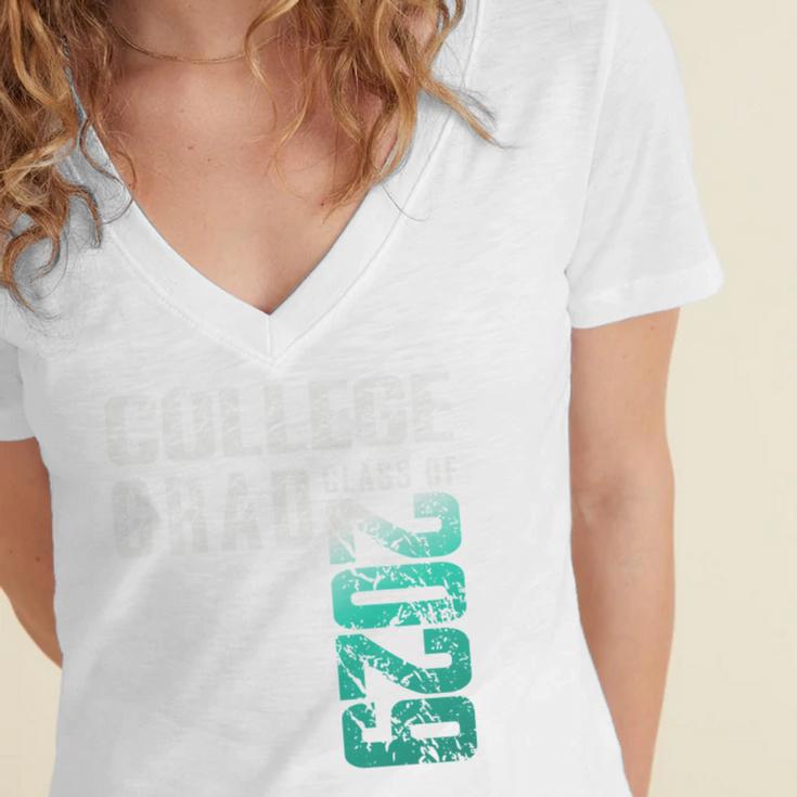 College Grad Class Of 2029 Graduation Women's Jersey Short Sleeve Deep V-Neck Tshirt
