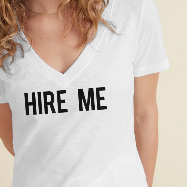 College Graduation Hire Me Women's Jersey Short Sleeve Deep V-Neck Tshirt