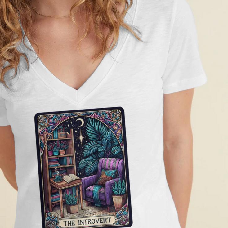 Color Graphic The Introvert Tarot Card Raglan Baseball Tee Women's Jersey Short Sleeve Deep V-Neck Tshirt Color Graphic The Introvert Tarot Card Raglan Baseball Tee Women's Jersey Short Sleeve Deep V-Neck Tshirt