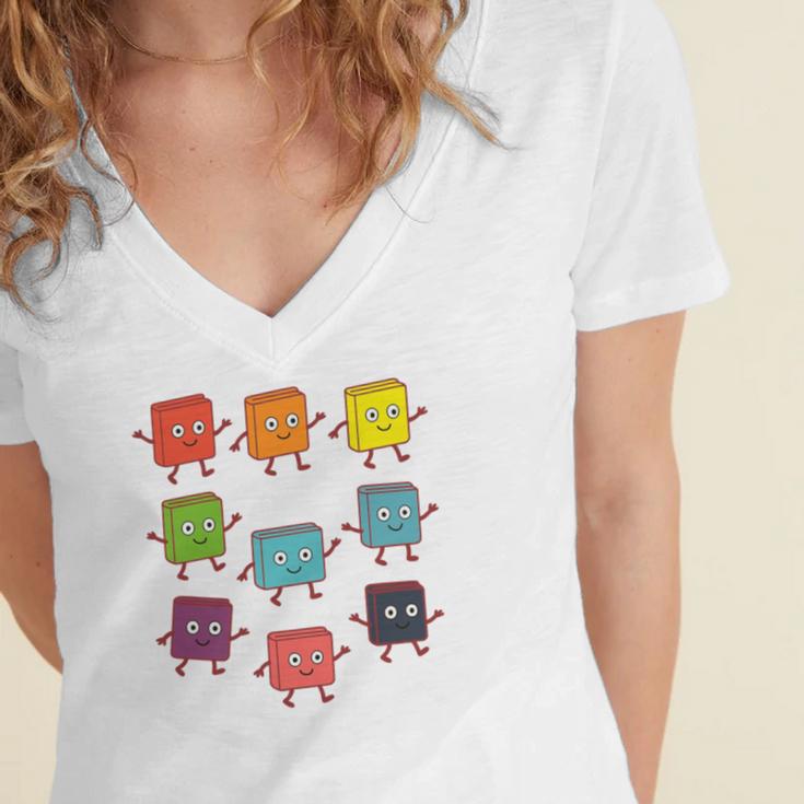 Color Our World Book Lover Reading Bookworm Reader Women's Jersey Short Sleeve Deep V-Neck Tshirt Color Our World Book Lover Reading Bookworm Reader Women's Jersey Short Sleeve Deep V-Neck Tshirt