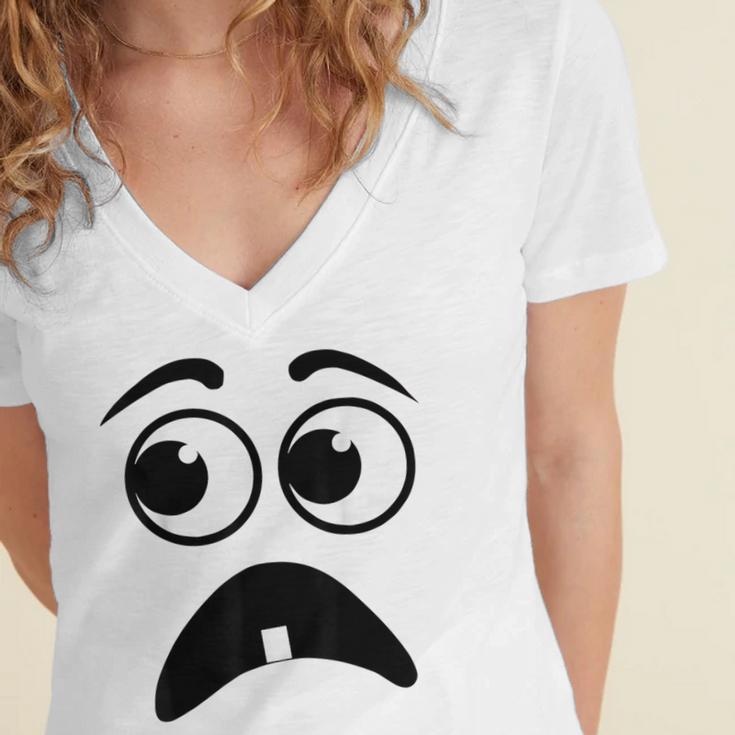 Creepy Face Carrot Halloween Book Character Costume Women's Jersey Short Sleeve Deep V-Neck Tshirt