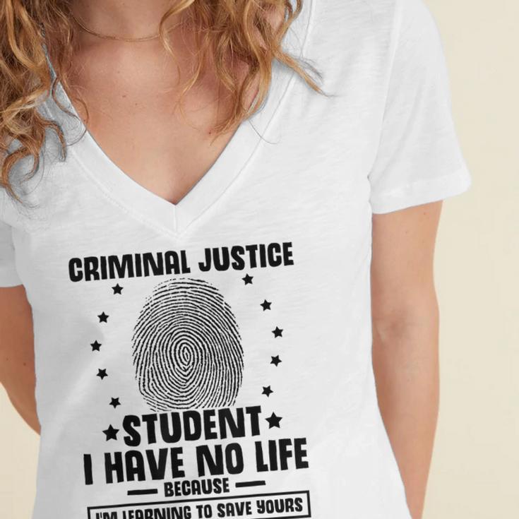 Criminal Justice School Degree Graduation Day Student Women's Jersey Short Sleeve Deep V-Neck Tshirt