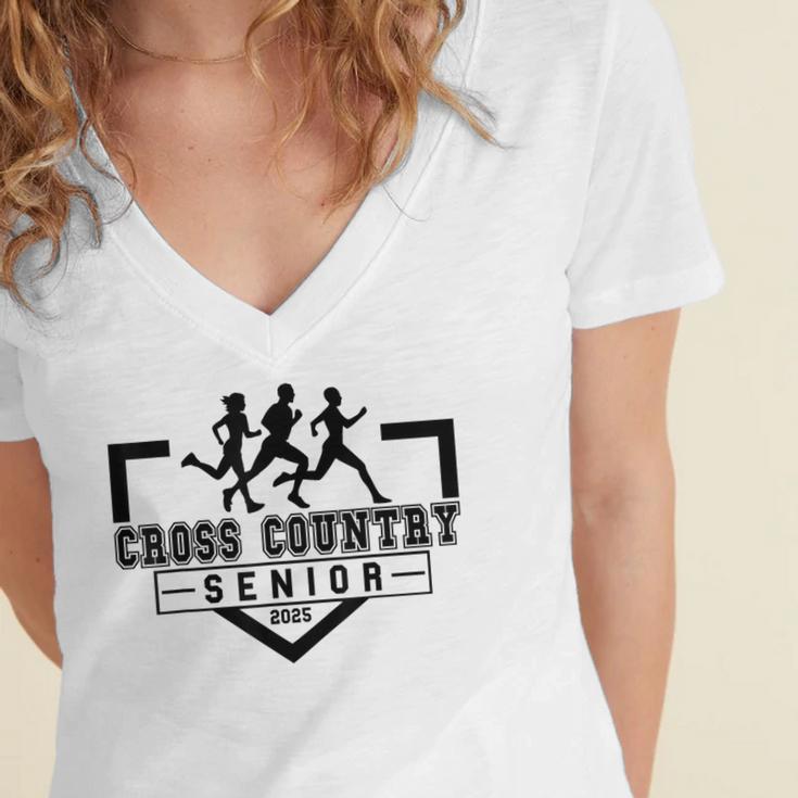 Cross Country Senior Night Senior 2025 Graduation Party 40 Women's Jersey Short Sleeve Deep V-Neck Tshirt