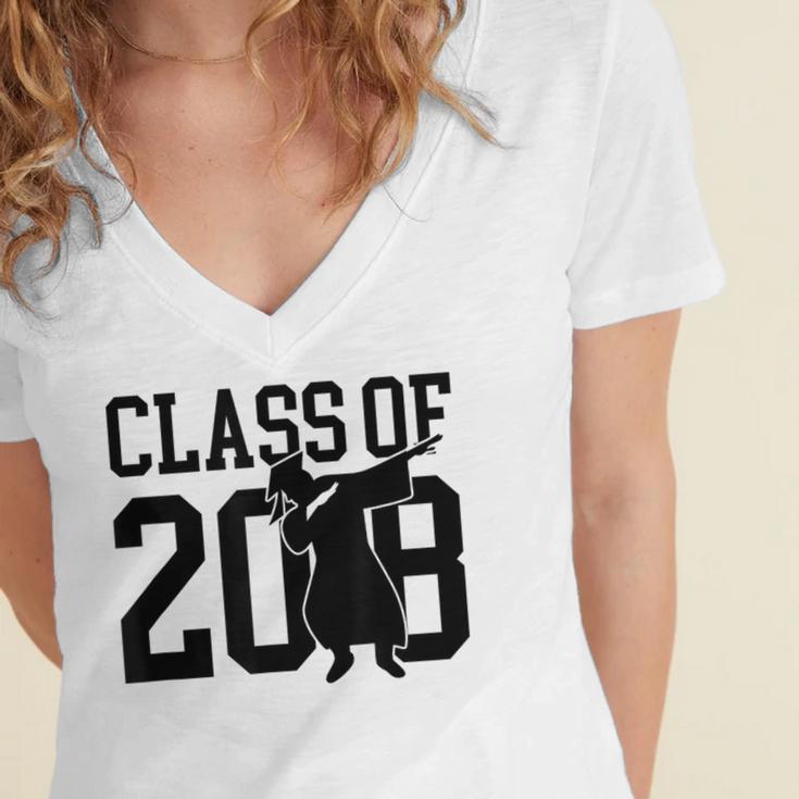 Dabbing Graduation Shirt Class Of 2018 Women's Jersey Short Sleeve Deep V-Neck Tshirt