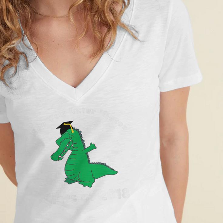 Dabbing Later Gator Graduation Class Of 2018 T-Shirt Women's Jersey Short Sleeve Deep V-Neck Tshirt