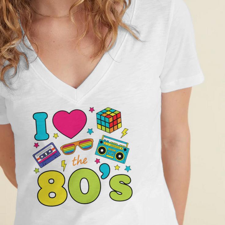 Dad I Love The 80's Retro 80s Nostalgia For Dad Premium Tri-Blend Women's Jersey Short Sleeve Deep V-Neck Tshirt