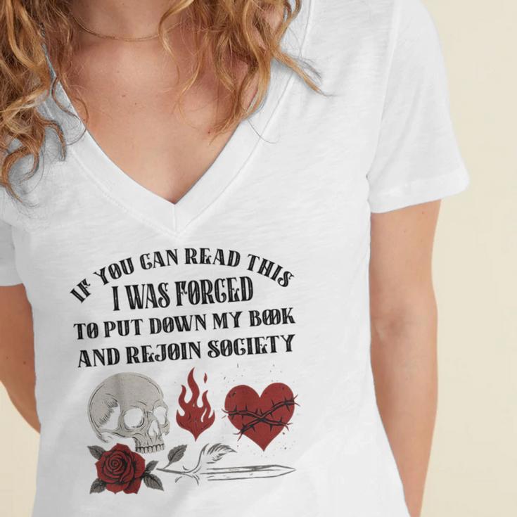 Dark Romance Bookish Merch Put My Book Down Spicy Book Women Women's Jersey Short Sleeve Deep V-Neck Tshirt