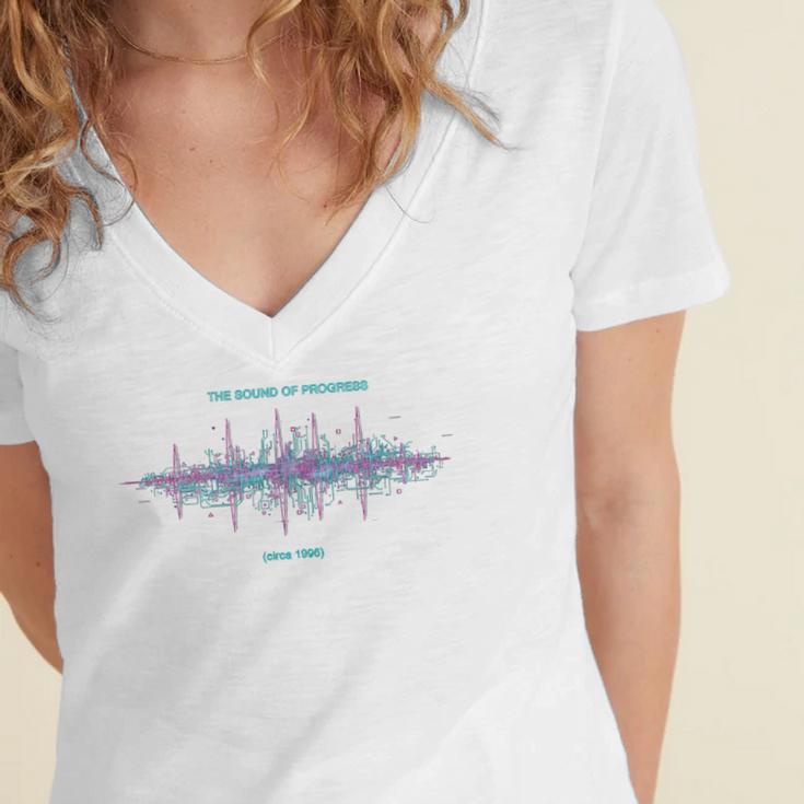 DIAL UP Modem Sound Of Progress 1996 Gen X Tech Nostalgia Premium Tri-Blend Women's Jersey Short Sleeve Deep V-Neck Tshirt