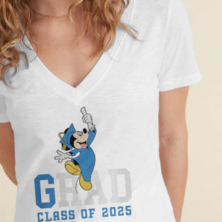 Disney Mickey Mouse 2025 Graduation Class Of '25 Rad Grad Premium Tri-Blend Women's Jersey Short Sleeve Deep V-Neck Tshirt
