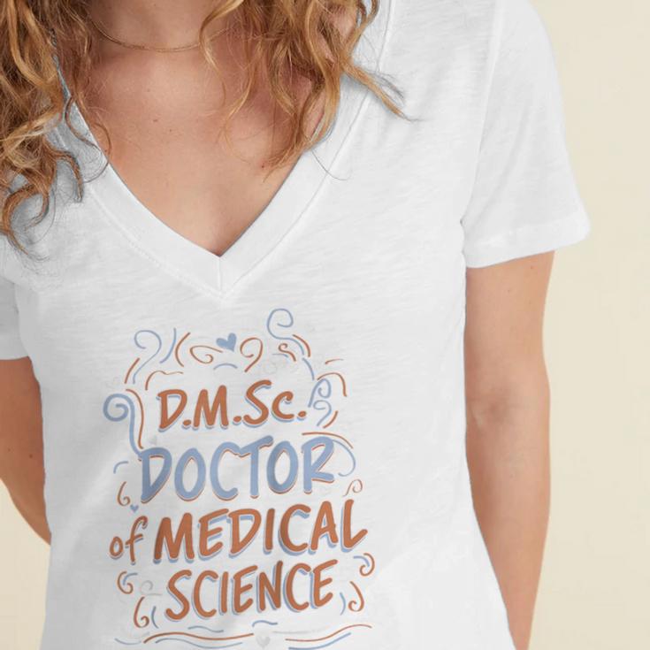 DMSc Doctor Of Medical Science Doctorate Graduation Raglan Baseball Tee Women's Jersey Short Sleeve Deep V-Neck Tshirt