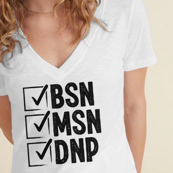 DNP Doctor MSN BSN DNP Nurse DNP Degree Graduation Women's Jersey Short Sleeve Deep V-Neck Tshirt