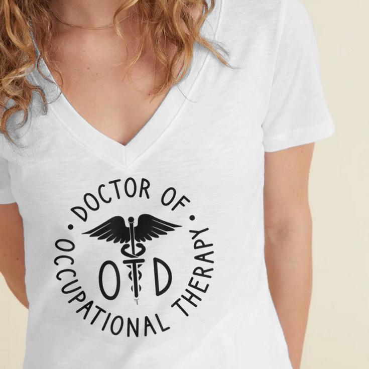 Doctor Of Occupational Therapy Therapist OTD Graduation Women's Jersey Short Sleeve Deep V-Neck Tshirt
