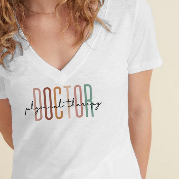 Doctor Of Physical Therapy DPT Student Graduation Women's Jersey Short Sleeve Deep V-Neck Tshirt