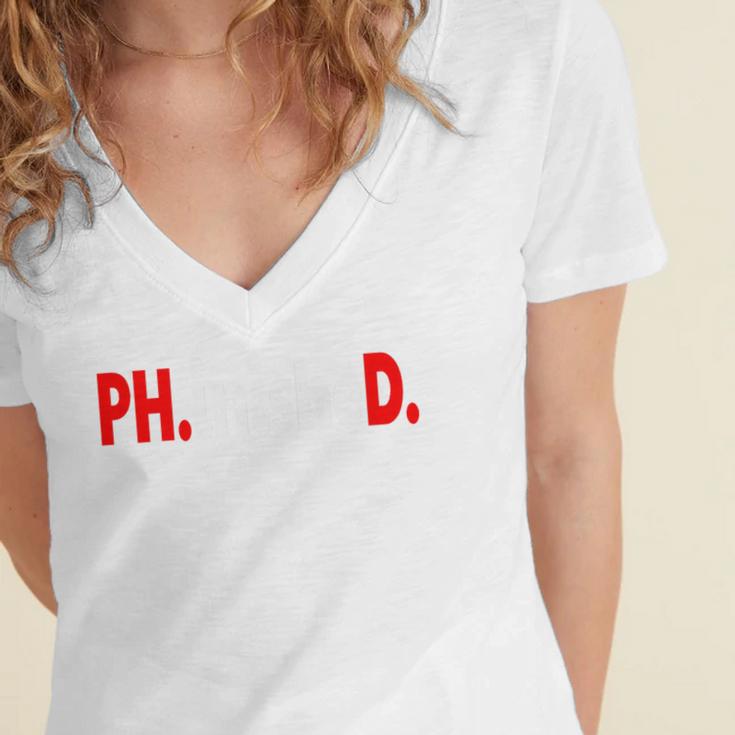 Doctorate PhinisheD PhD Graduation Premium Women's Jersey Short Sleeve Deep V-Neck Tshirt