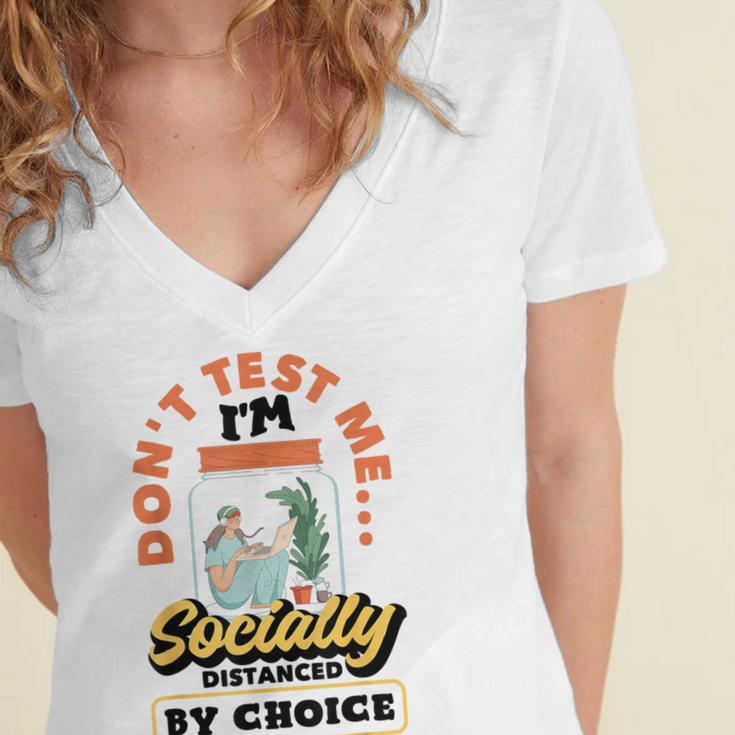 Don't Test Me Introvert's Women's Jersey Short Sleeve Deep V-Neck Tshirt Don't Test Me Introvert's Women's Jersey Short Sleeve Deep V-Neck Tshirt