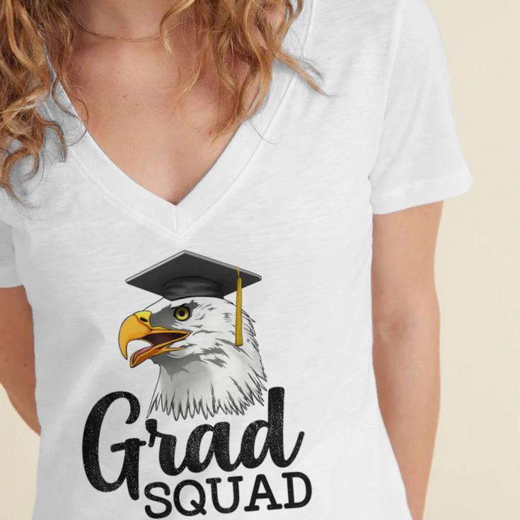 Eagle Grad Squad Class Of 2019 Graduation Women's Jersey Short Sleeve Deep V-Neck Tshirt