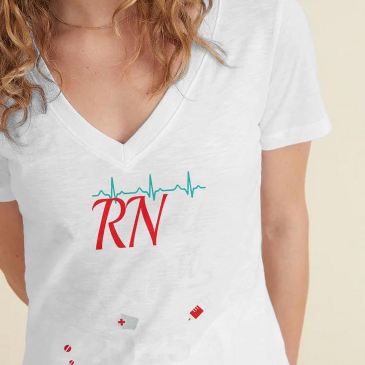 Earned It Nurse Graduation 2025 Nursing Grad Student RN LPN Women's Jersey Short Sleeve Deep V-Neck Tshirt