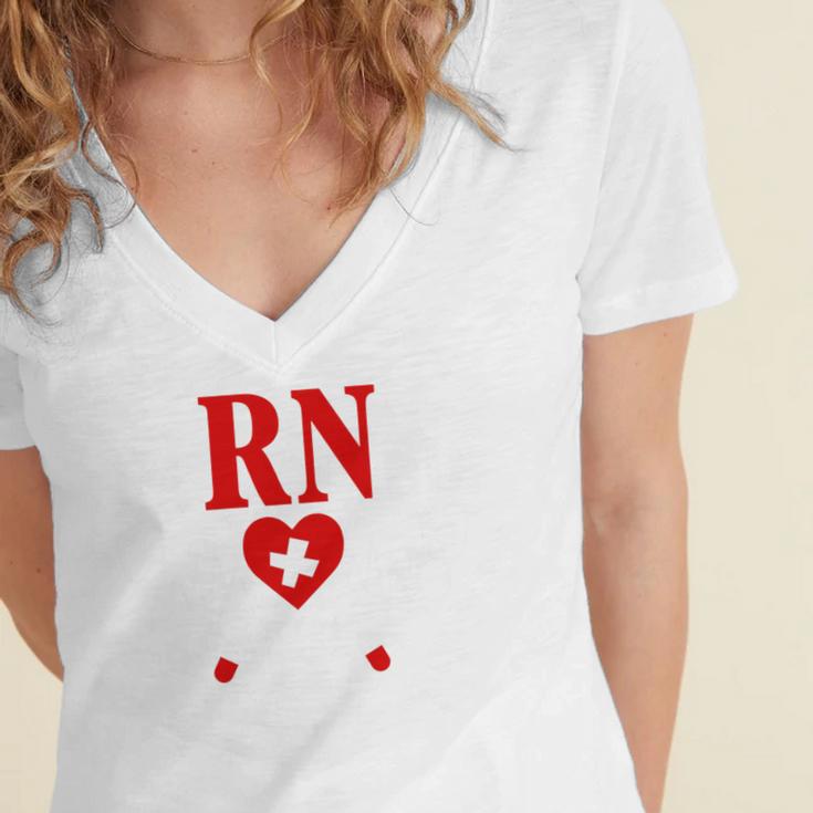 Earned It For Nurse Graduation Or RN LPN Nursing School Grad Women's Jersey Short Sleeve Deep V-Neck Tshirt
