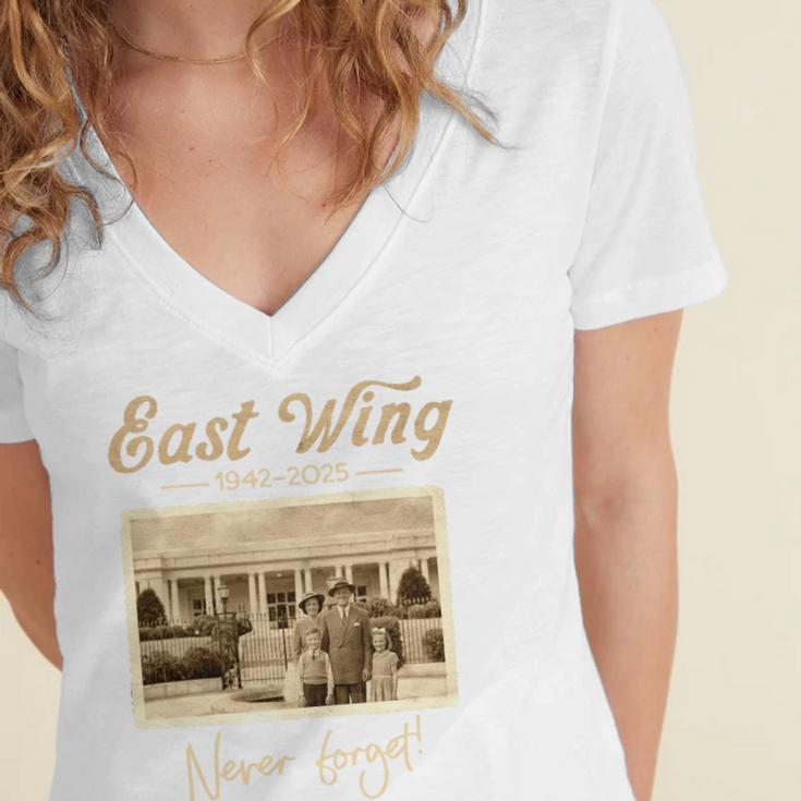 East Wing Never Forget American Vintage Nostalgia Premium Tri-Blend Women's Jersey Short Sleeve Deep V-Neck Tshirt East Wing Never Forget American Vintage Nostalgia Premium Tri-Blend Women's Jersey Short Sleeve Deep V-Neck Tshirt