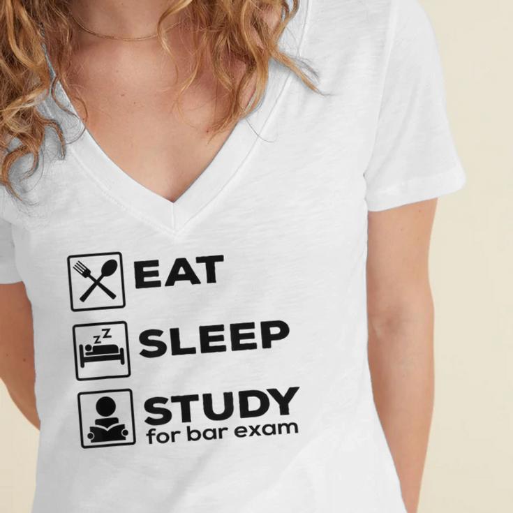 Eat Sleep Study For Bar Exam Lawyer Graduation Women's Jersey Short Sleeve Deep V-Neck Tshirt