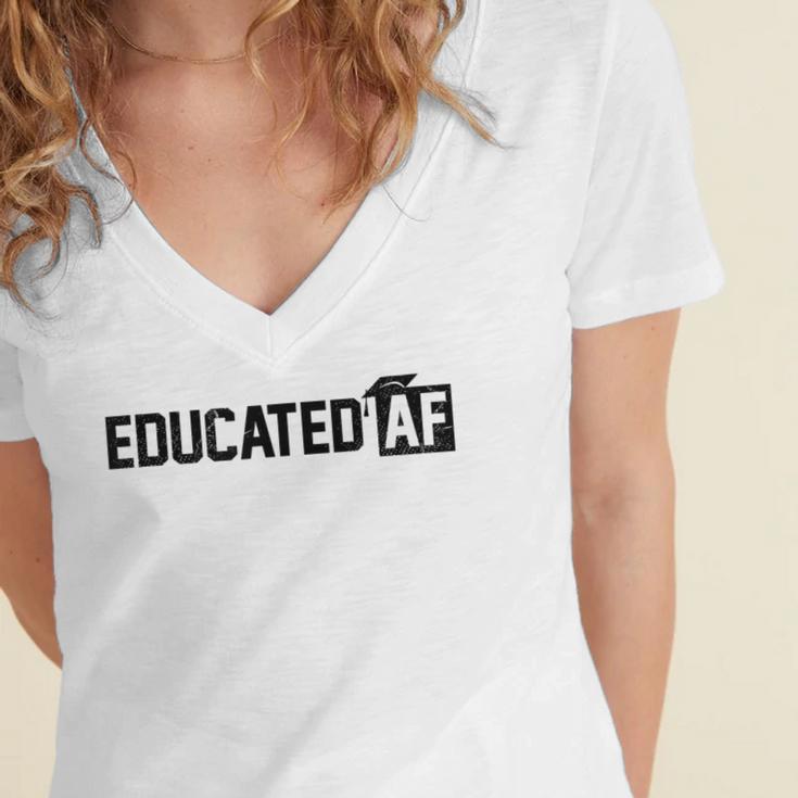 Educated Af GraduationShirt Women's Jersey Short Sleeve Deep V-Neck Tshirt