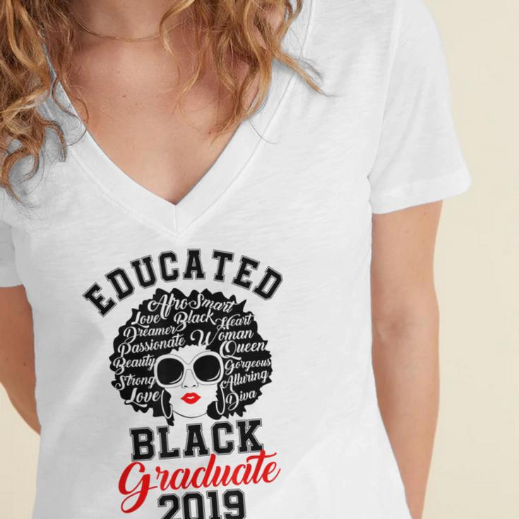 Educated Graduate 2019 Graduation CuteShirt Women's Jersey Short Sleeve Deep V-Neck Tshirt