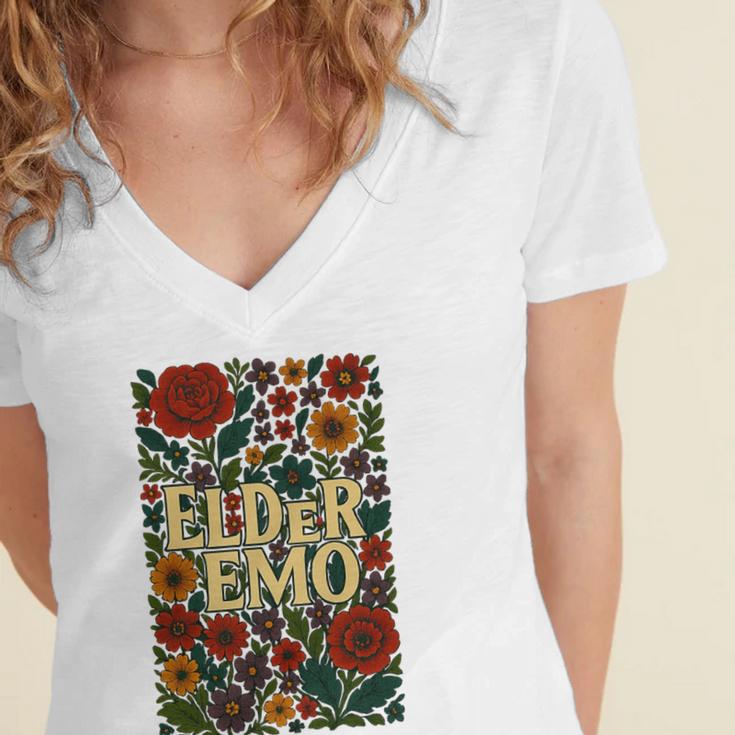 Elder Emo Floral Gothic Vintage Nostalgia Premium Tri-Blend Women's Jersey Short Sleeve Deep V-Neck Tshirt Elder Emo Floral Gothic Vintage Nostalgia Premium Tri-Blend Women's Jersey Short Sleeve Deep V-Neck Tshirt