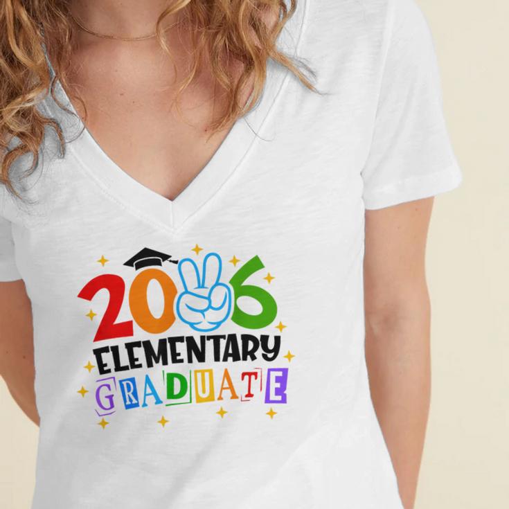 Elementary Graduate 2026 Graduation Class Of 2026 Kids Women's Jersey Short Sleeve Deep V-Neck Tshirt