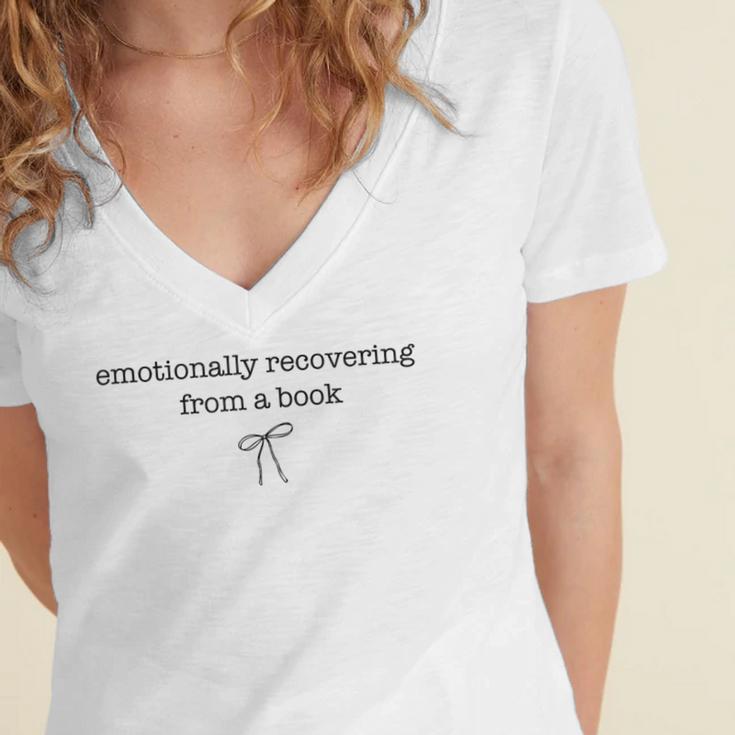 Emotionally Recovering From a Book Subtle Book Lover Women's Jersey Short Sleeve Deep V-Neck Tshirt Emotionally Recovering From a Book Subtle Book Lover Women's Jersey Short Sleeve Deep V-Neck Tshirt