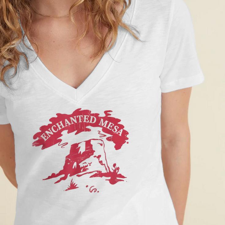 Enchanted Mesa Plateau Nostalgia Women's Jersey Short Sleeve Deep V-Neck Tshirt