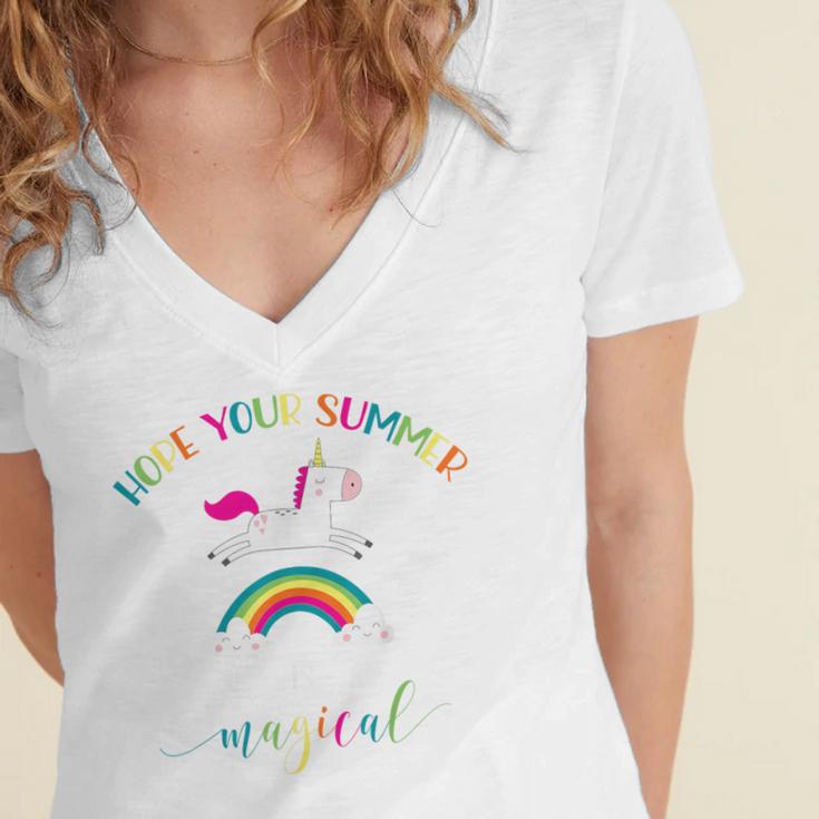 End Of Year Teacher Last Day Of School Graduation Women's Jersey Short Sleeve Deep V-Neck Tshirt