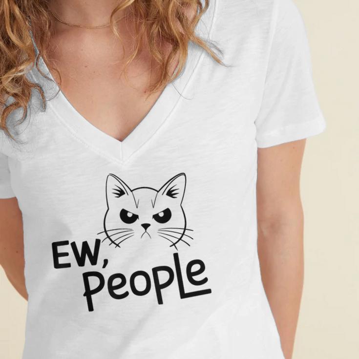 Ew People Introverts Stay Home Socially Awkward Women's Jersey Short Sleeve Deep V-Neck Tshirt Ew People Introverts Stay Home Socially Awkward Women's Jersey Short Sleeve Deep V-Neck Tshirt