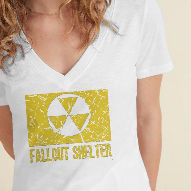 Fallout Shelter Nuclear War Radioactive Nostalgia T-Shirt Women's Jersey Short Sleeve Deep V-Neck Tshirt