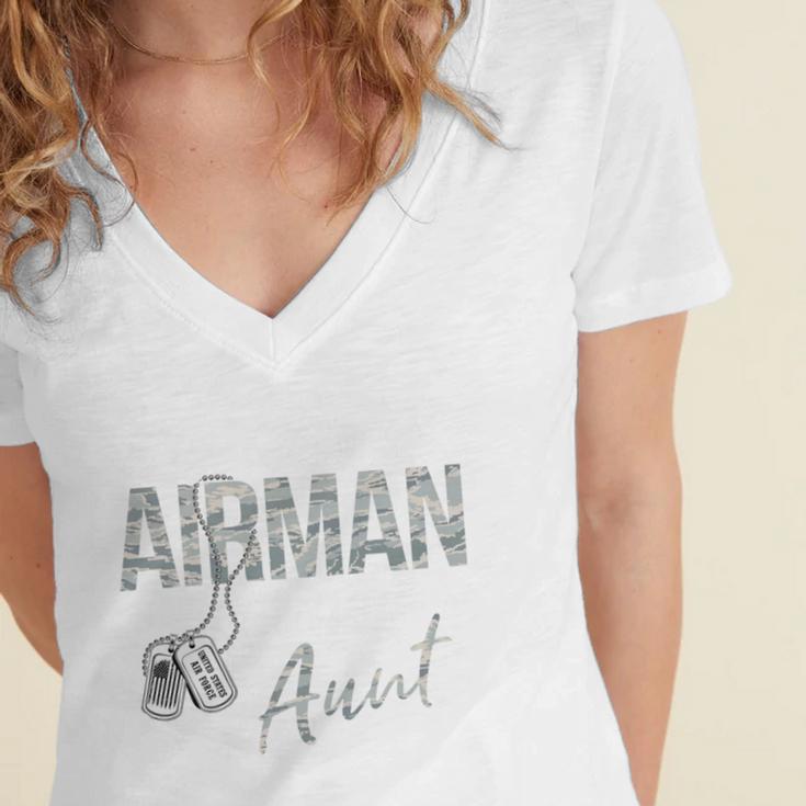My Favorite Airman Calls Me Aunt US Air Force Graduation Women's Jersey Short Sleeve Deep V-Neck Tshirt