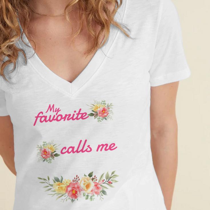 My Favorite Teacher Calls Me Mom Graduation Women's Jersey Short Sleeve Deep V-Neck Tshirt